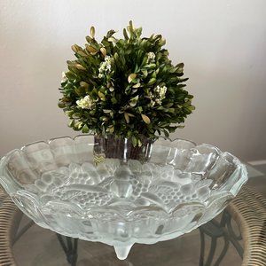 Indiana Glass Harvest Grape Footed Clear Frosted 12" Oval Centerpiece Bowl